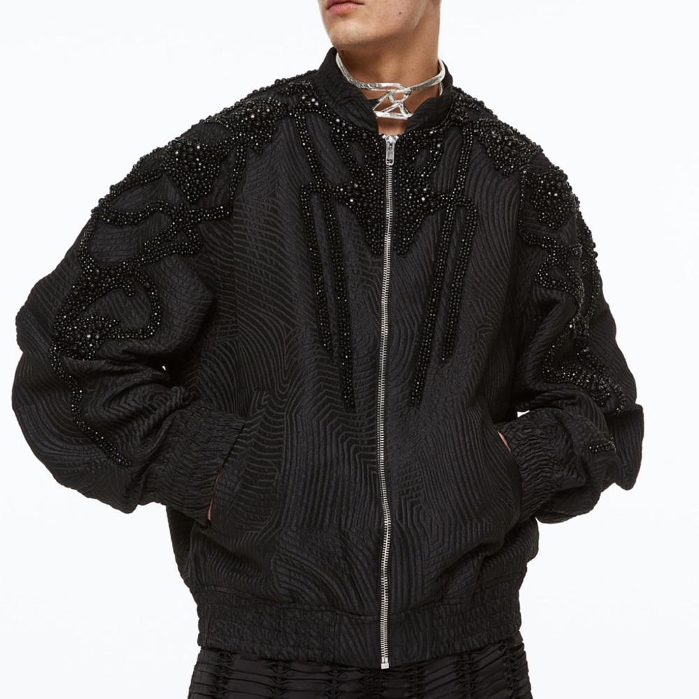 H&M x Metaverse Black Beaded Bomber